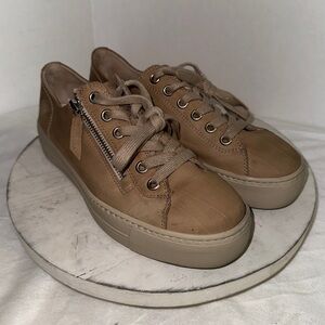 Paul Green Harper Sneaker (5.5 UK) 8 US Tan Suede Zip Up